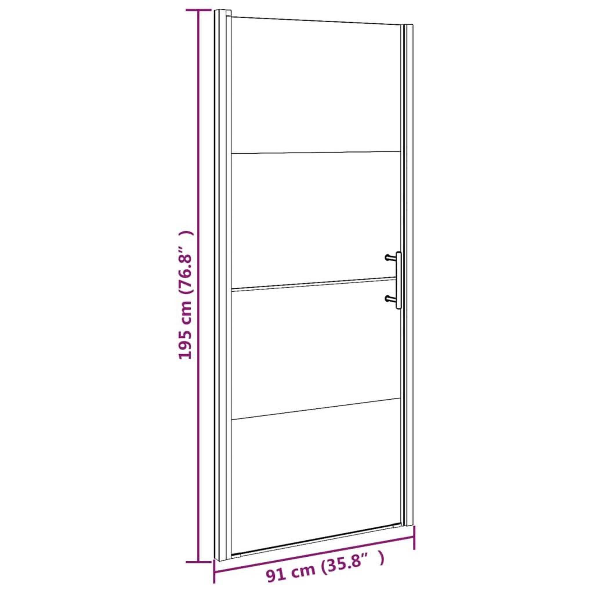 Voir la diapositive 6 : VIDAXL Porte de douche 91x195 cm Verre trempe demi-depoli Noir