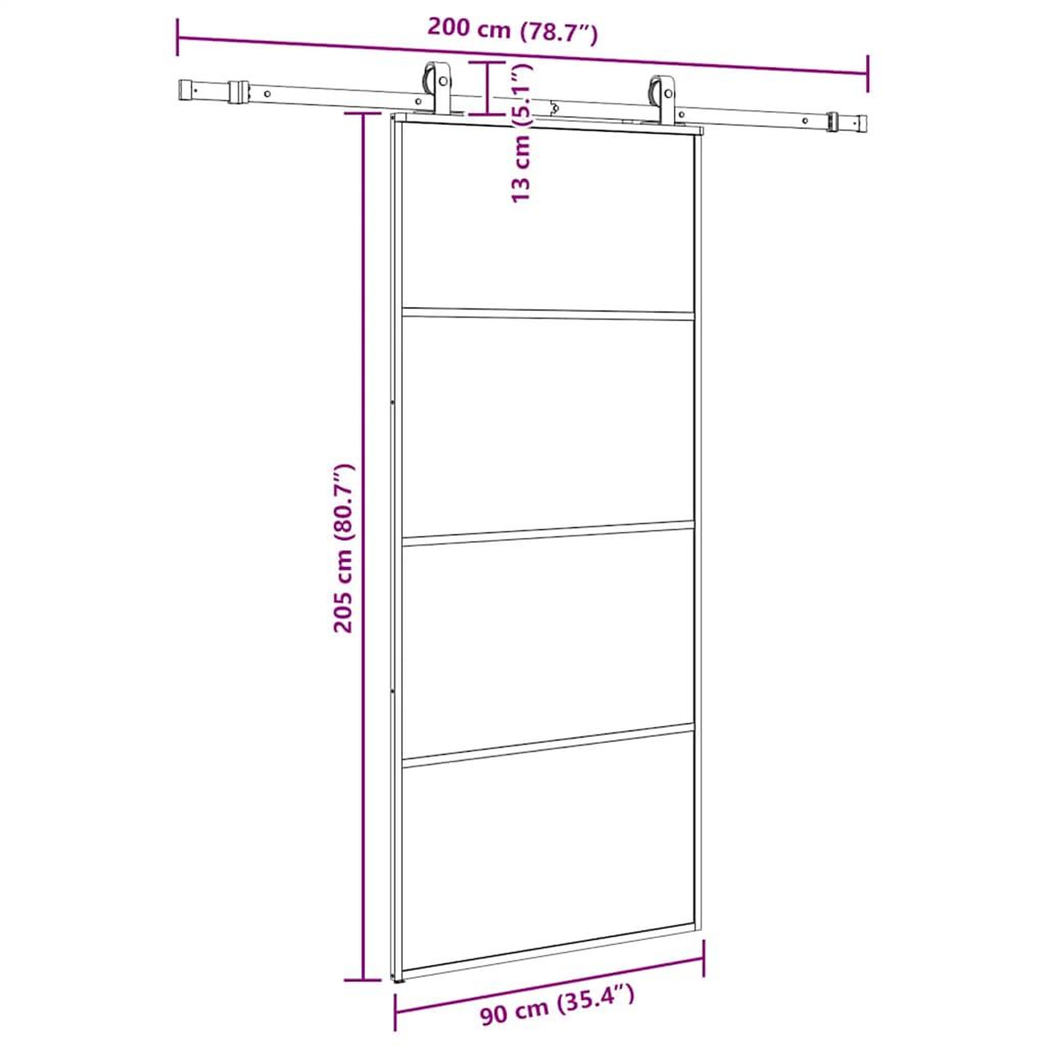Voir la diapositive 6 : VIDAXL Porte coulissante kit de quincaillerie noir 90x205 cm verre ESG