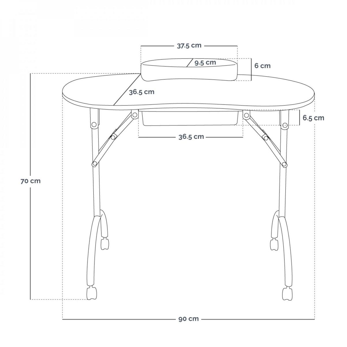 VIVEZEN Table de manucure professionnelle pliante avec tiroir, roulettes et housse de transport - Noir