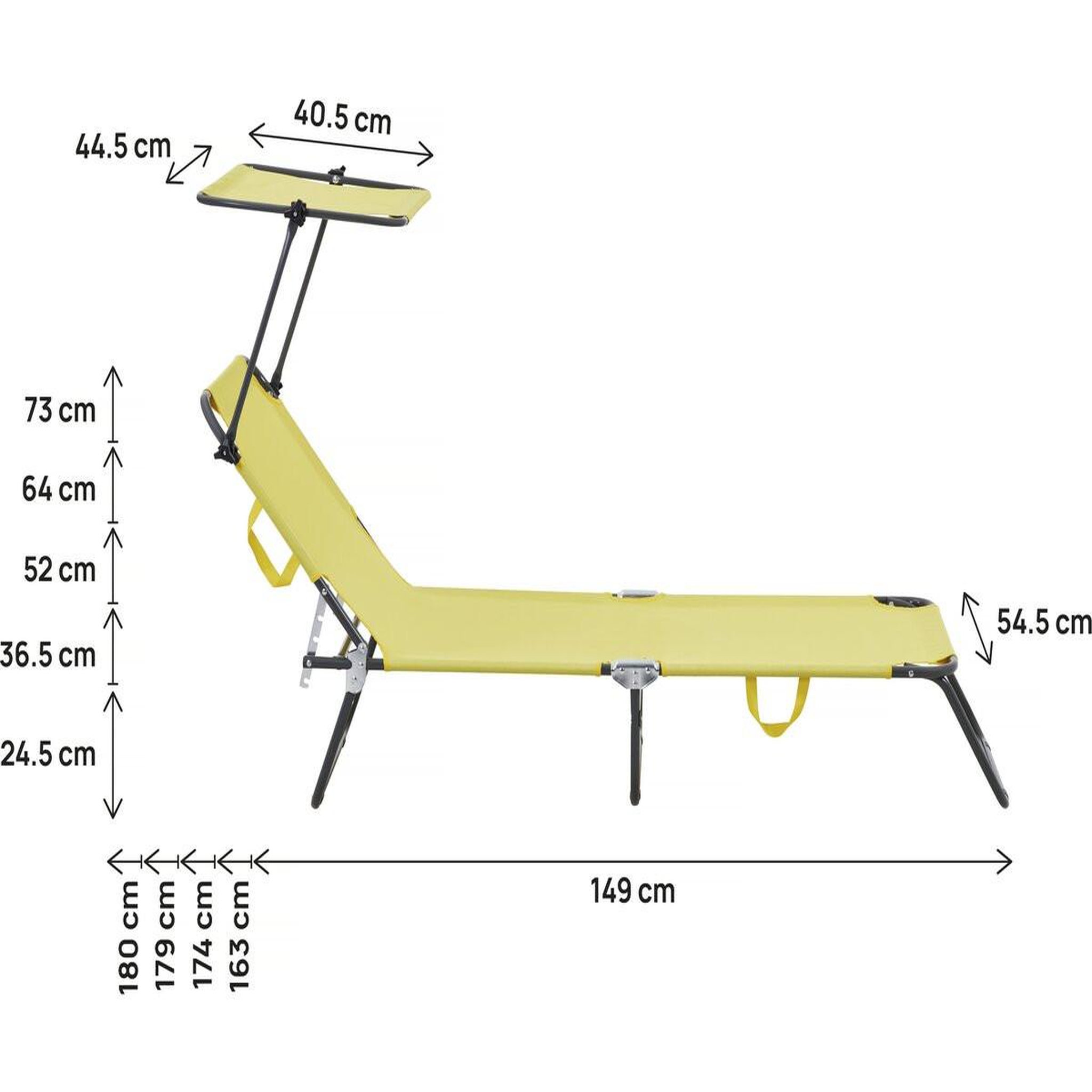 Voir la diapositive 4 : Habitat et Jardin Bain de soleil pliable  lazy  - avec pare soleil - jaune