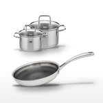 ELO Lot Poêle 28 cm & 2 Faitouts 20/16 cm Elo Relief Evolution