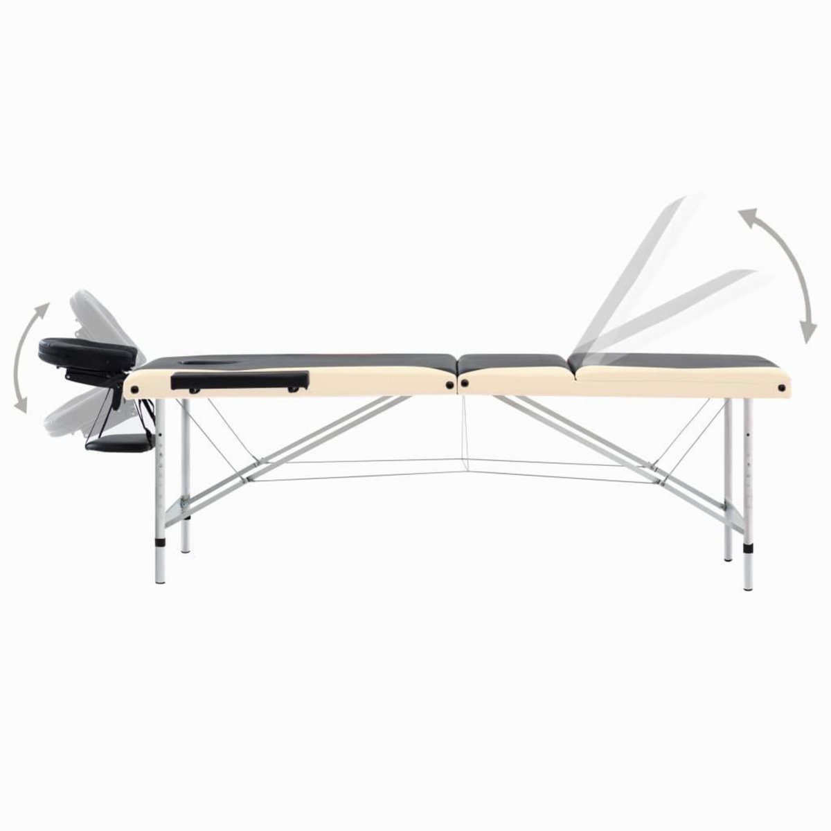 VIDAXL Table de massage pliable 3 zones Aluminium Noir et beige