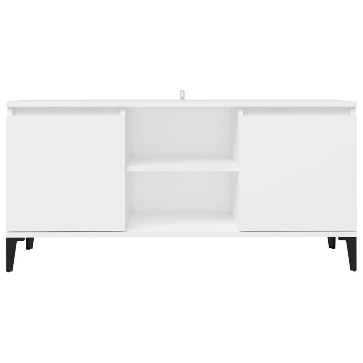 VIDAXL Meuble TV avec pieds en metal Blanc 103,5x35x50 cm