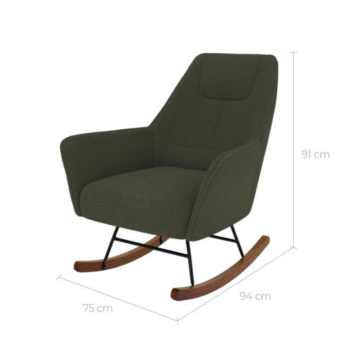 Rendez vous déco Rocking-chair blanc effet laine bouclette en tissu - Shaun