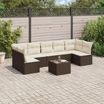 VIDAXL Salon de jardin 8 pcs avec coussins marron resine tressee
