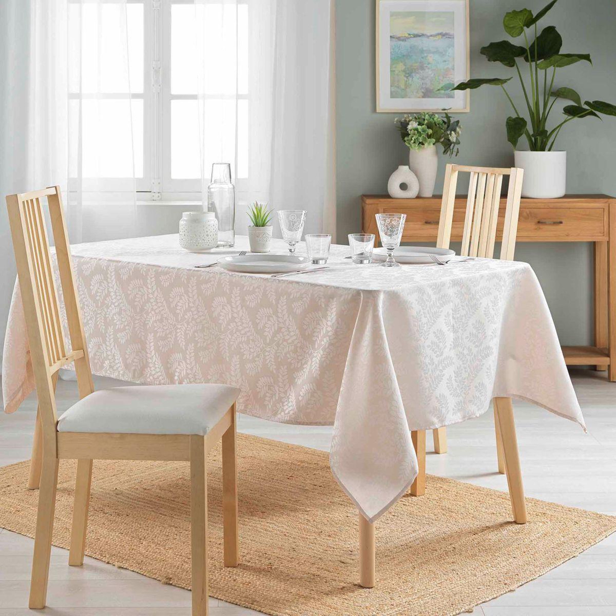 Voir la diapositive 4 : Douceur d'Intérieur Nappe jacquard imprimé  doriane  140x240cm naturel