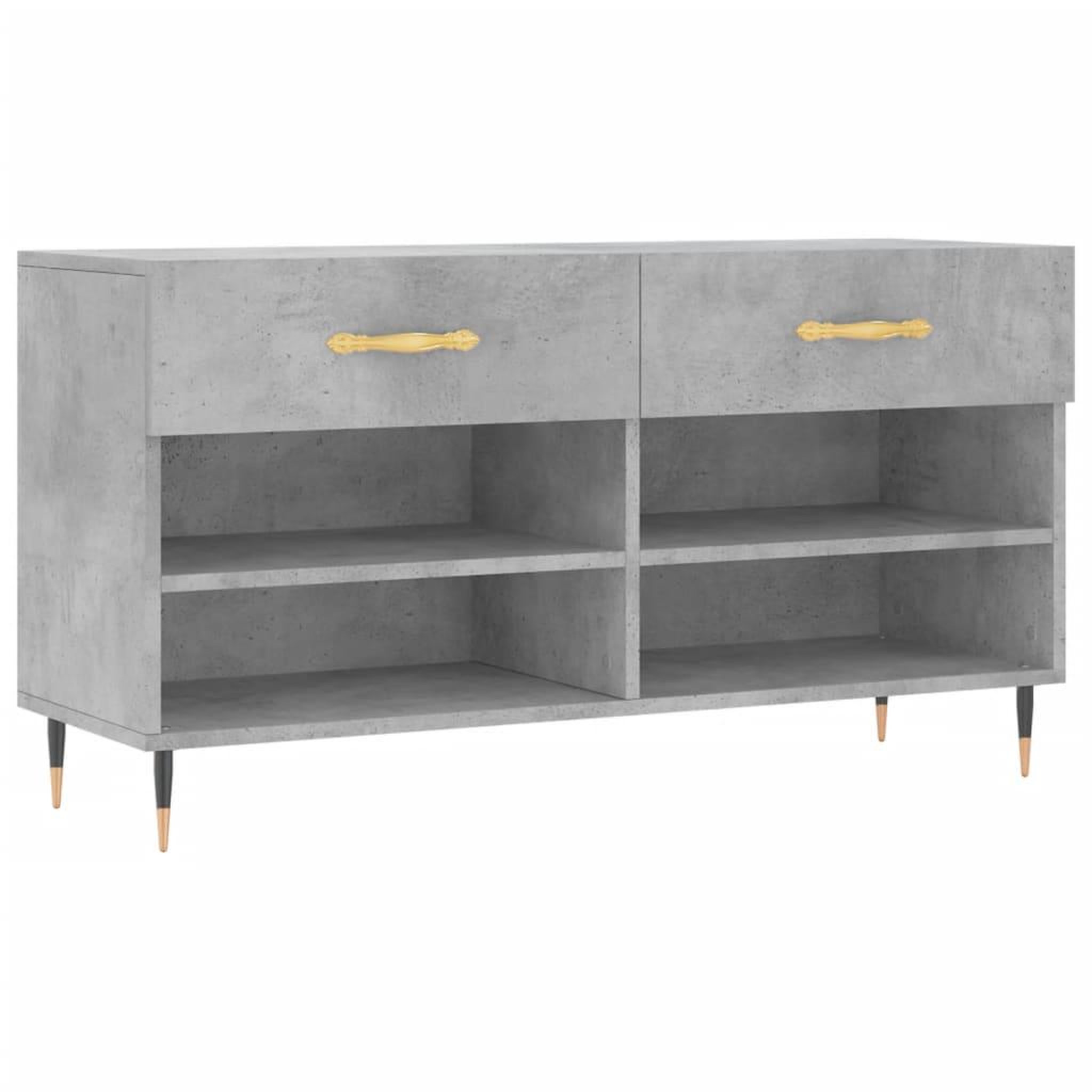 Voir la diapositive 2 : VIDAXL Banc a chaussures gris beton 102x35x55 cm bois d'ingenierie