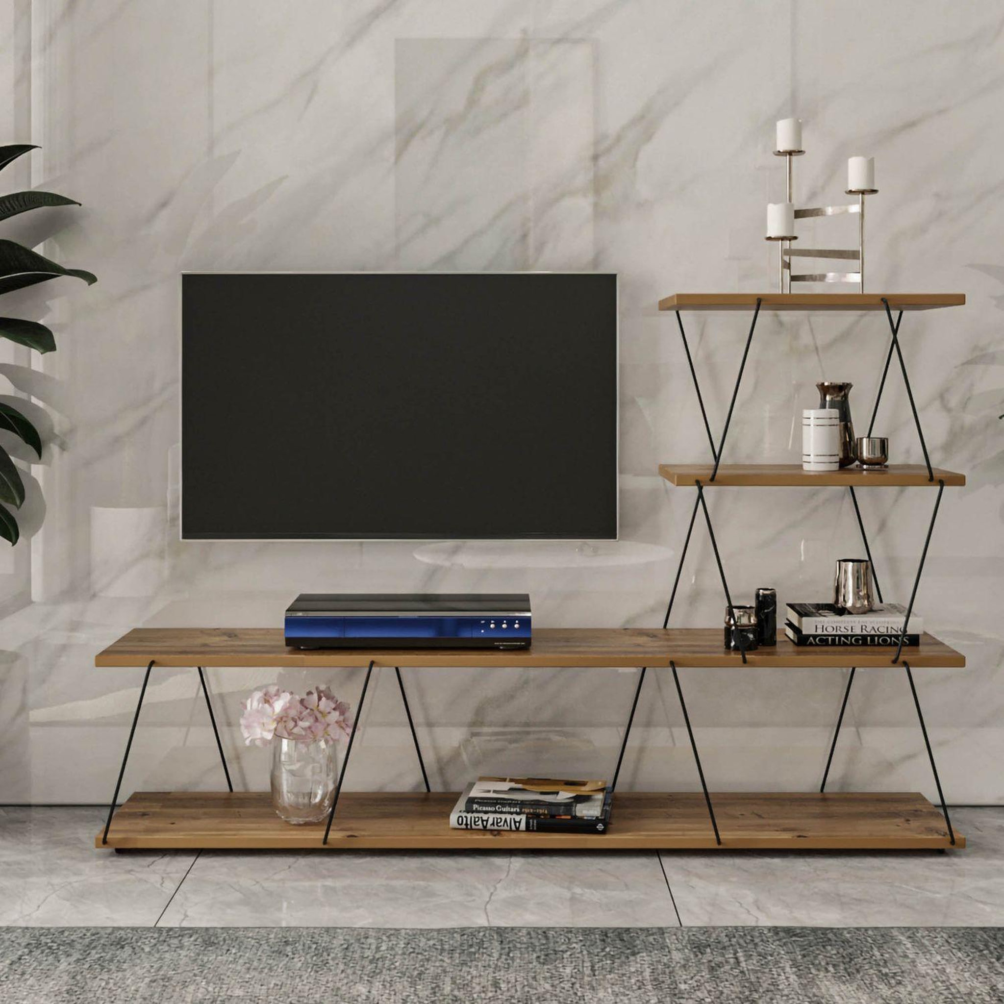 Voir la diapositive 2 : TOILINUX Meuble TV suspendu en bois et métal VICTOR