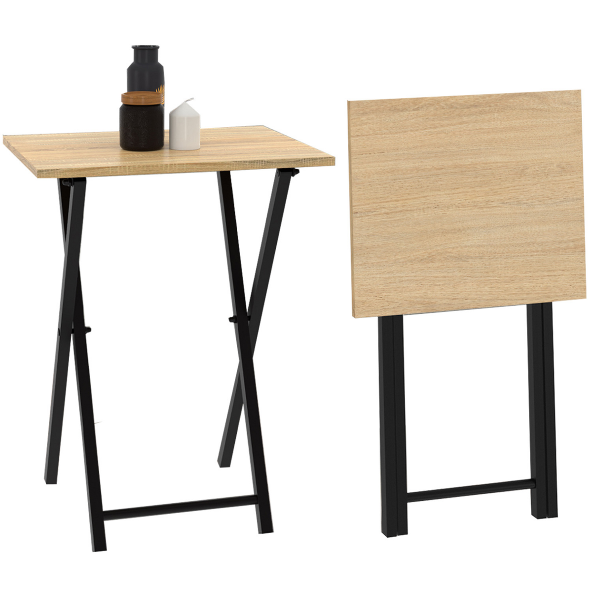 ID MARKET Lot de 2 tables d'appoint pliantes DETROIT design industriel