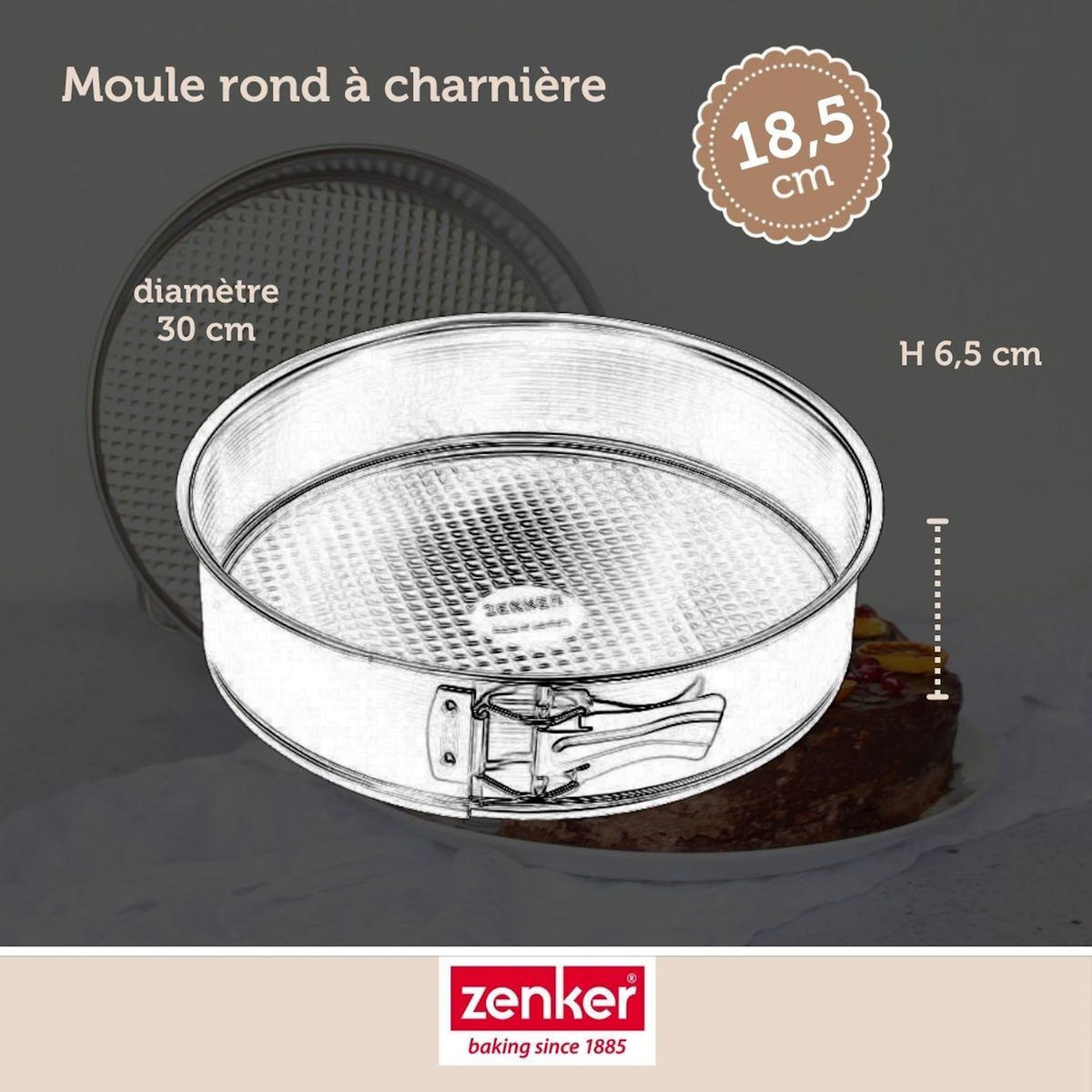 ZENKER Set pâtisserie avec moule à manqué 18,5 cm, 2 bols à mixer, verre mesureur et spatule Zenker