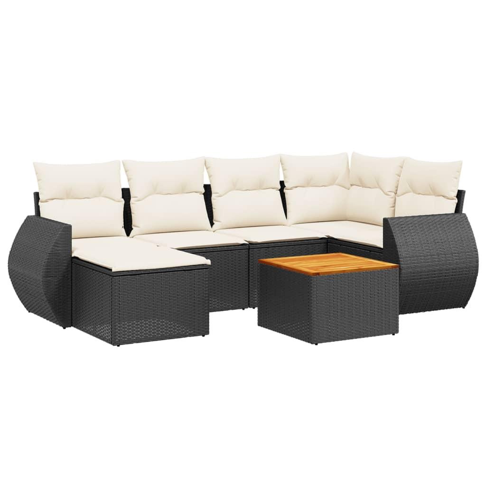 Voir la diapositive 2 : VIDAXL Salon de jardin 7 pcs avec coussins noir resine tressee