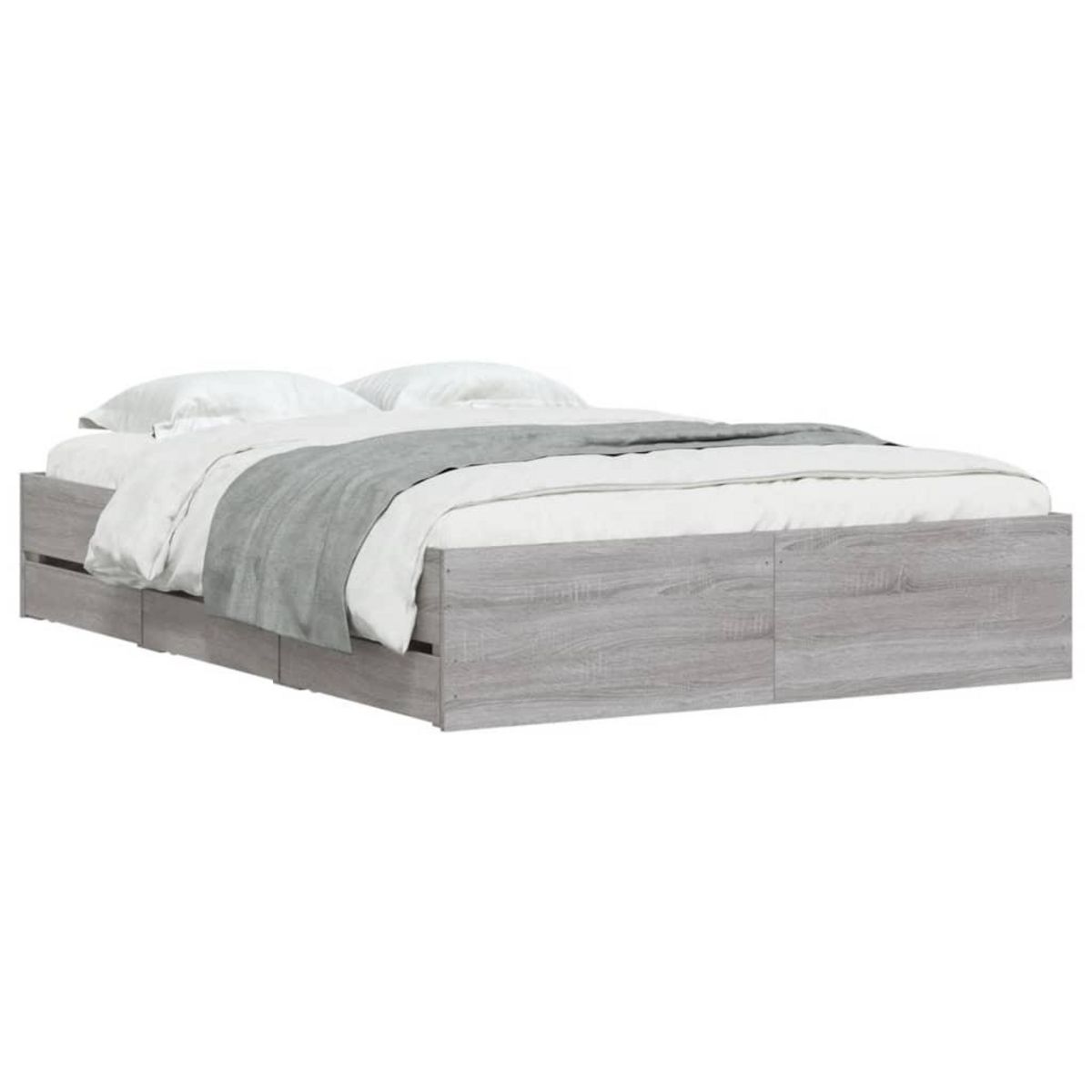 VIDAXL Cadre de lit avec tiroirs sans matelas sonoma gris 120x190 cm