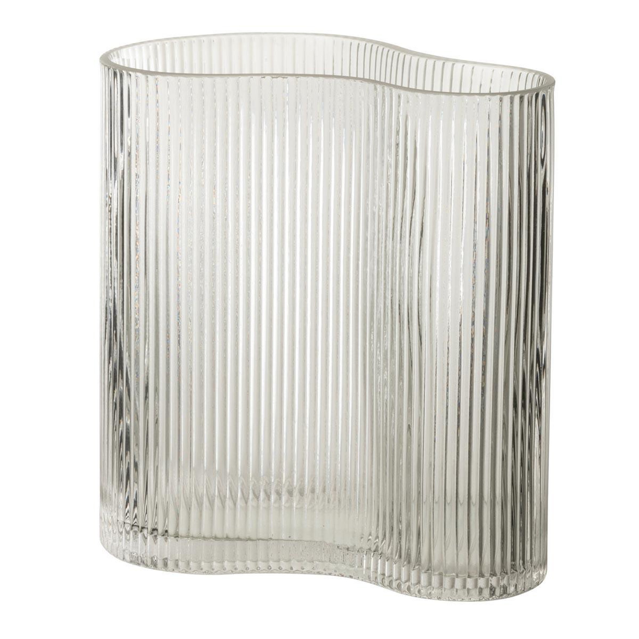 J-LINE Vase irrégulier en verre  ligné  20cm transparent