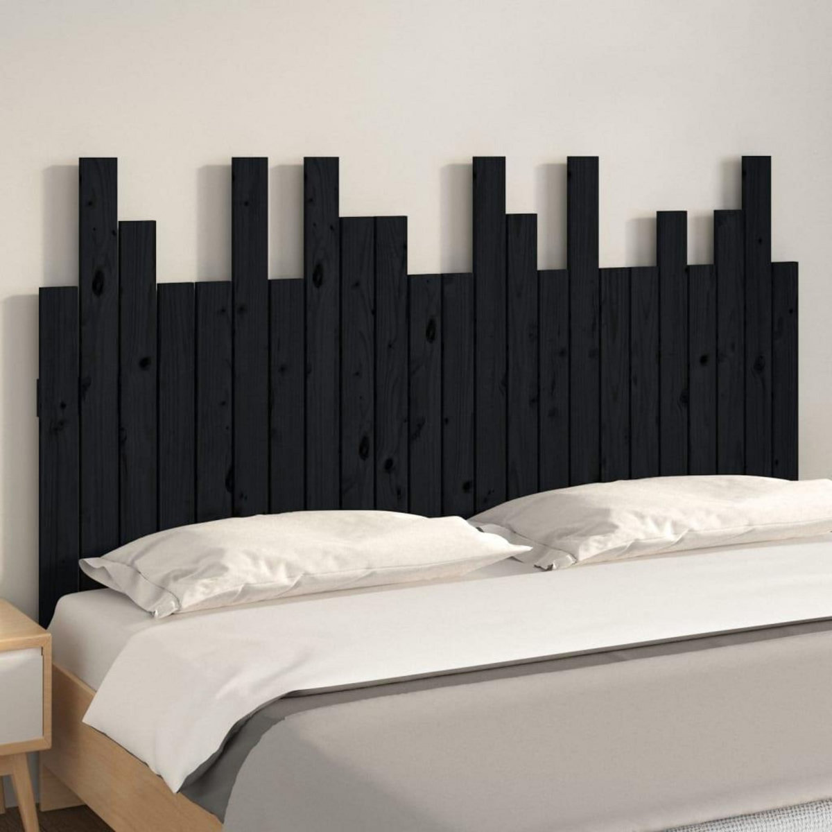 VIDAXL Tete de lit murale Noir 146,5x3x80 cm Bois massif de pin