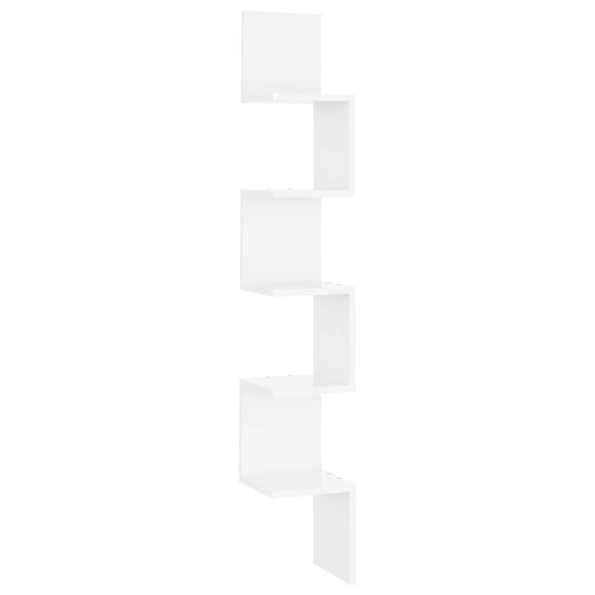 Voir la diapositive 2 : VIDAXL Etagere d'angle murale Blanc brillant Bois d'ingenierie