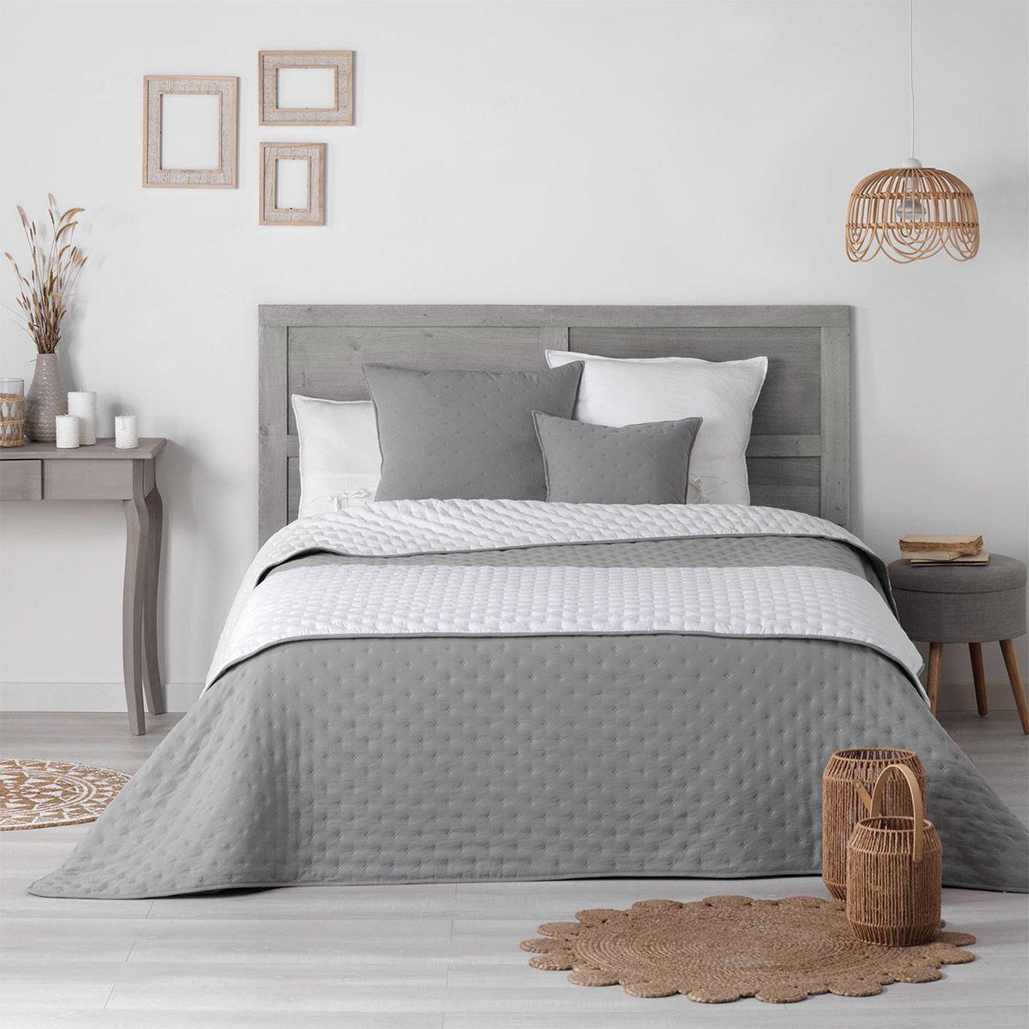 Voir la diapositive 5 : Douceur d'Intérieur Housse de coussin  mellow  60x60cm gris & blanc