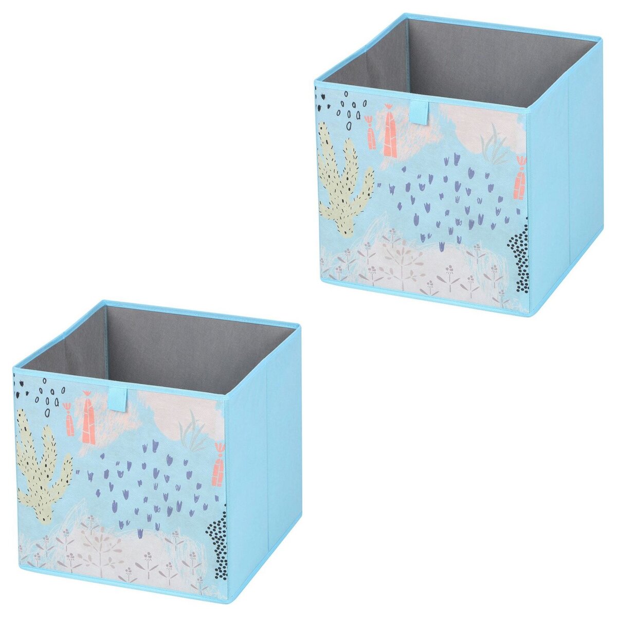 IDIMEX Lot de 2 boites de rangement en tissu bleu FLOWER MORNING, cube de  rangement pour enfant ou adulte dim 32 x 32 x 32 cm, décor floral pas cher  