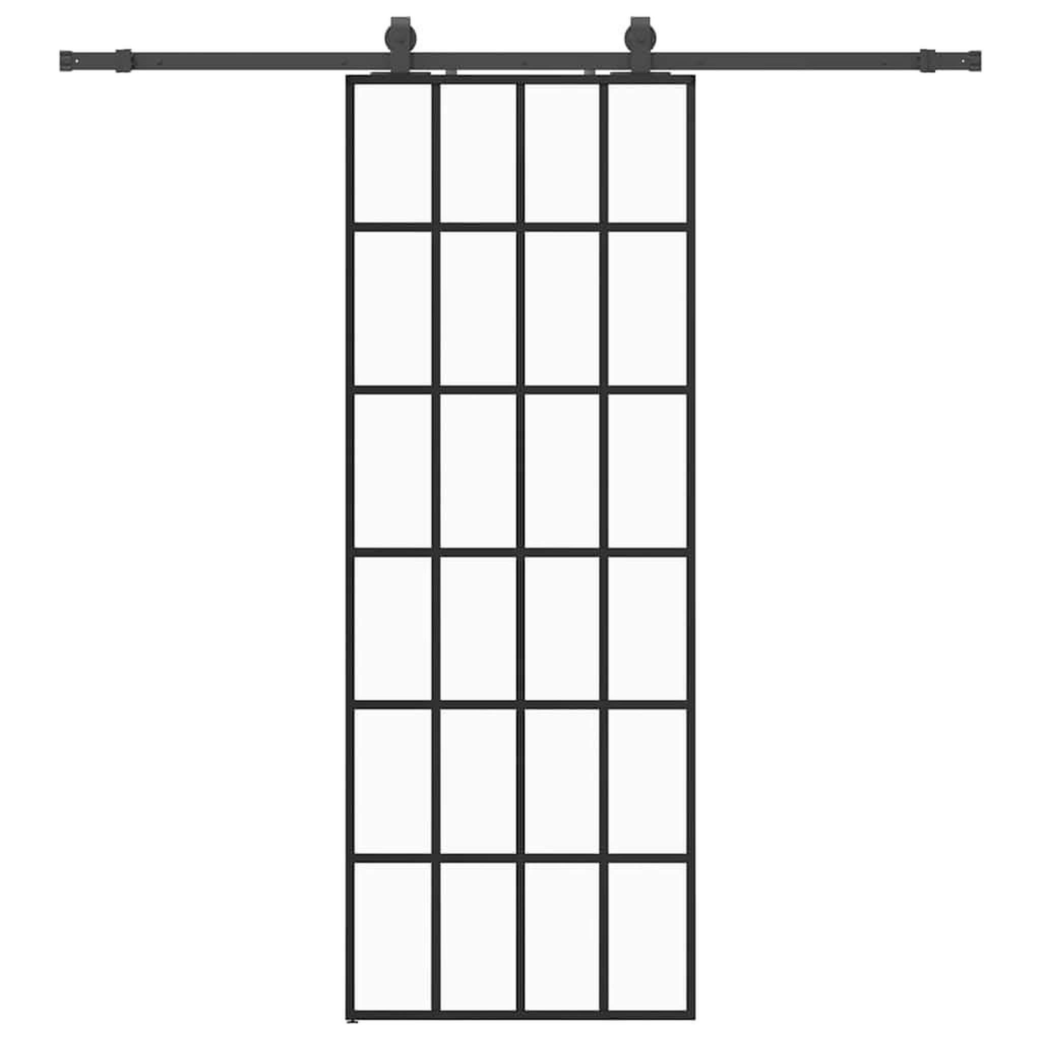 Voir la diapositive 2 : VIDAXL Porte coulissante kit de quincaillerie noir 76x205 cm verre ESG