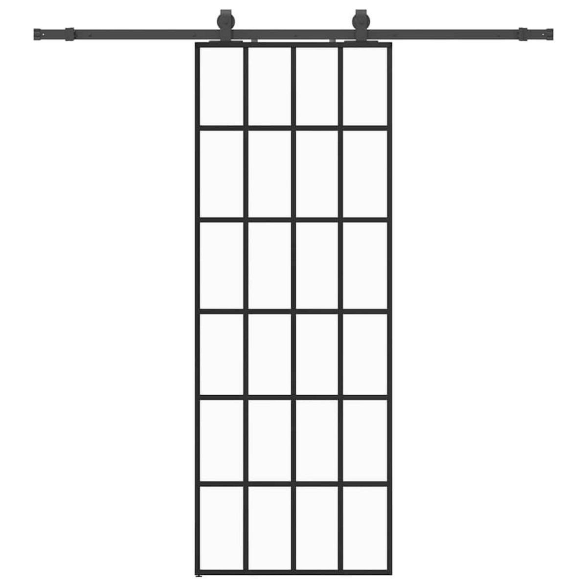 VIDAXL Porte coulissante kit de quincaillerie noir 76x205 cm verre ESG