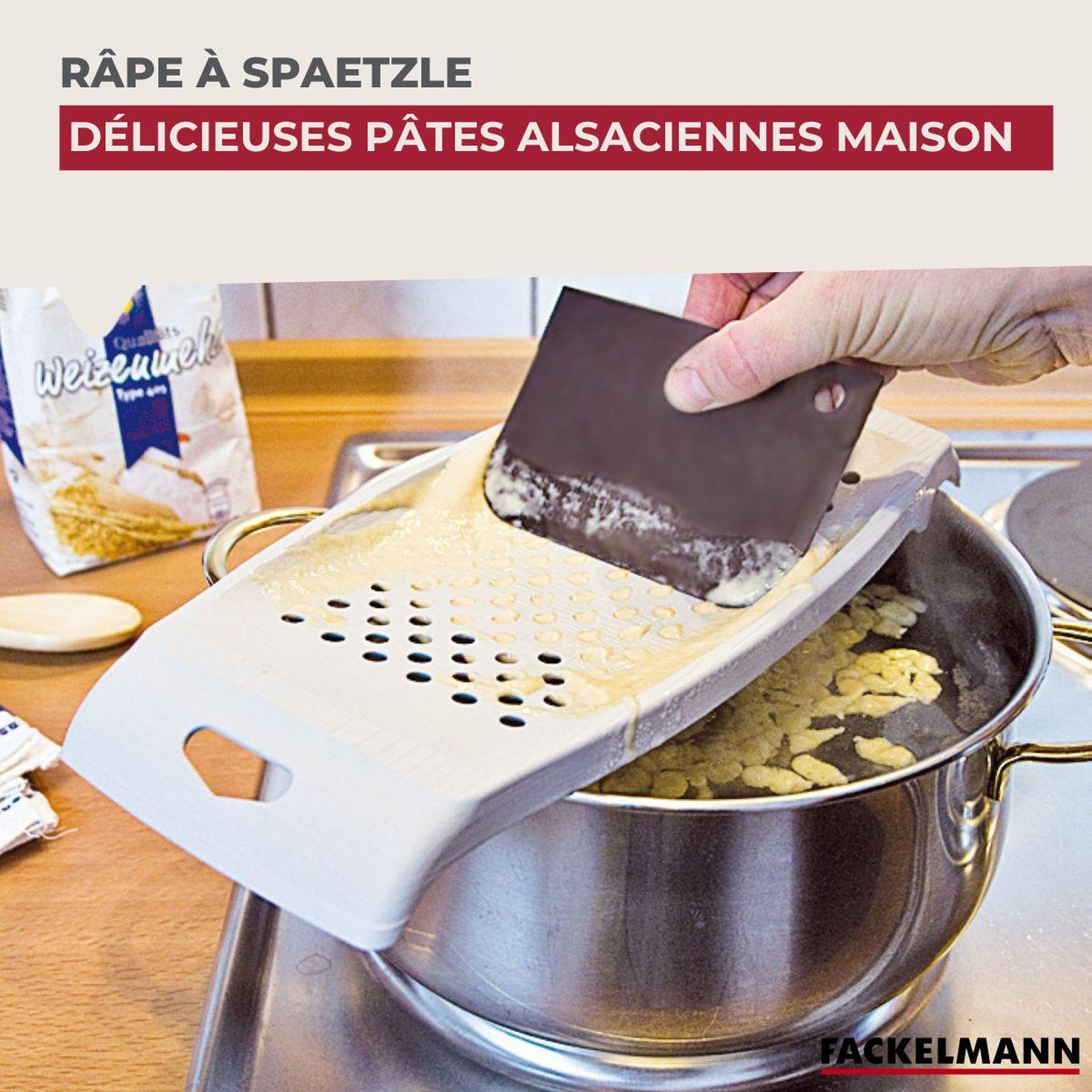 Voir la diapositive 2 : Fackelmann Râpe pour spaetzles 31 cm maison Fackelmann