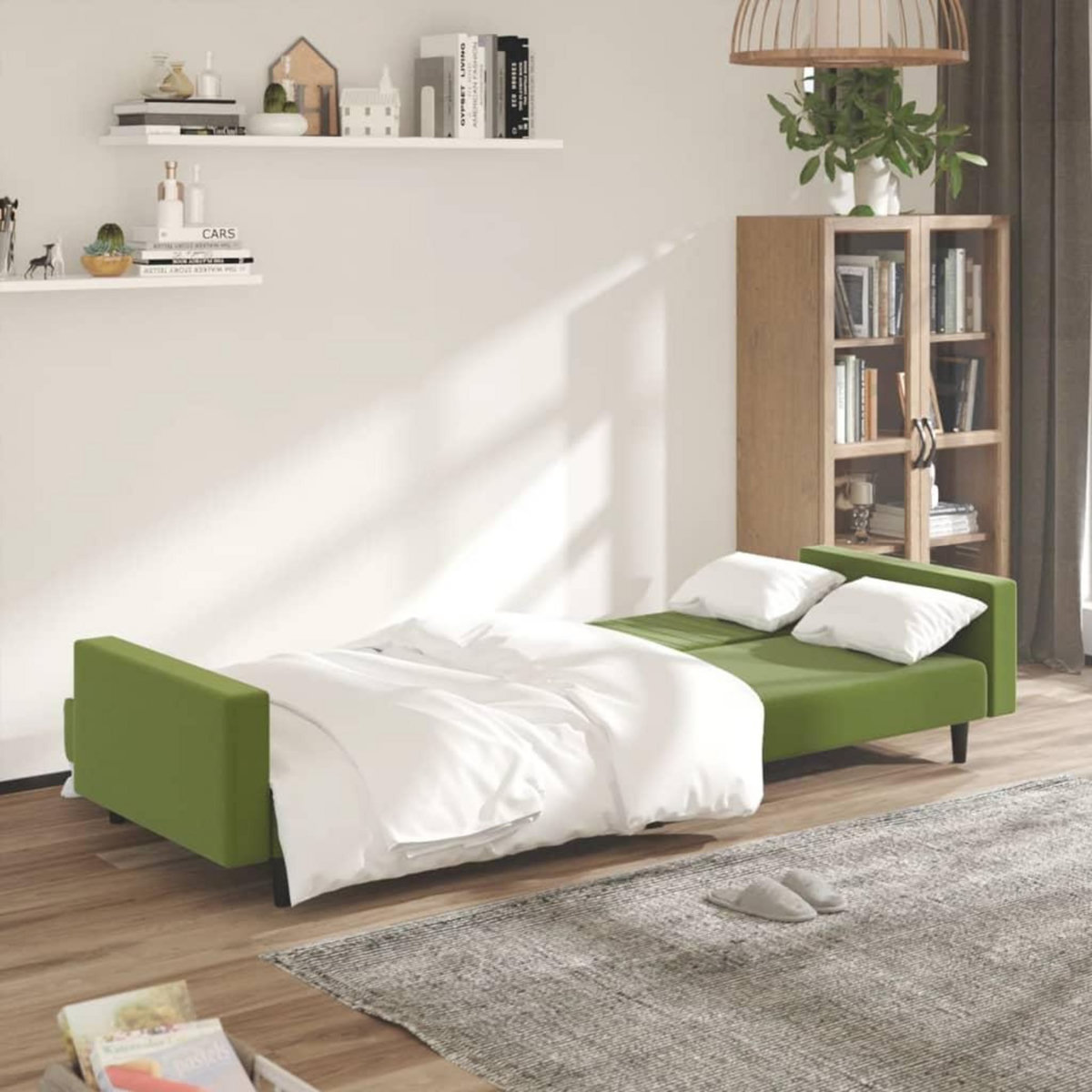 VIDAXL Canape-lit a 2 places vert clair velours