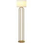 Voir la diapositive 1 : HOMCOM Lampadaire design métal doré 4 pieds base abat-jour circulaire lin beige dia. 38 x H.161 cm