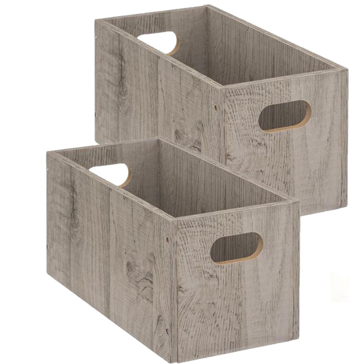 TOILINUX Lot de 2 Boîtes de rangement rectangulaire en MDF