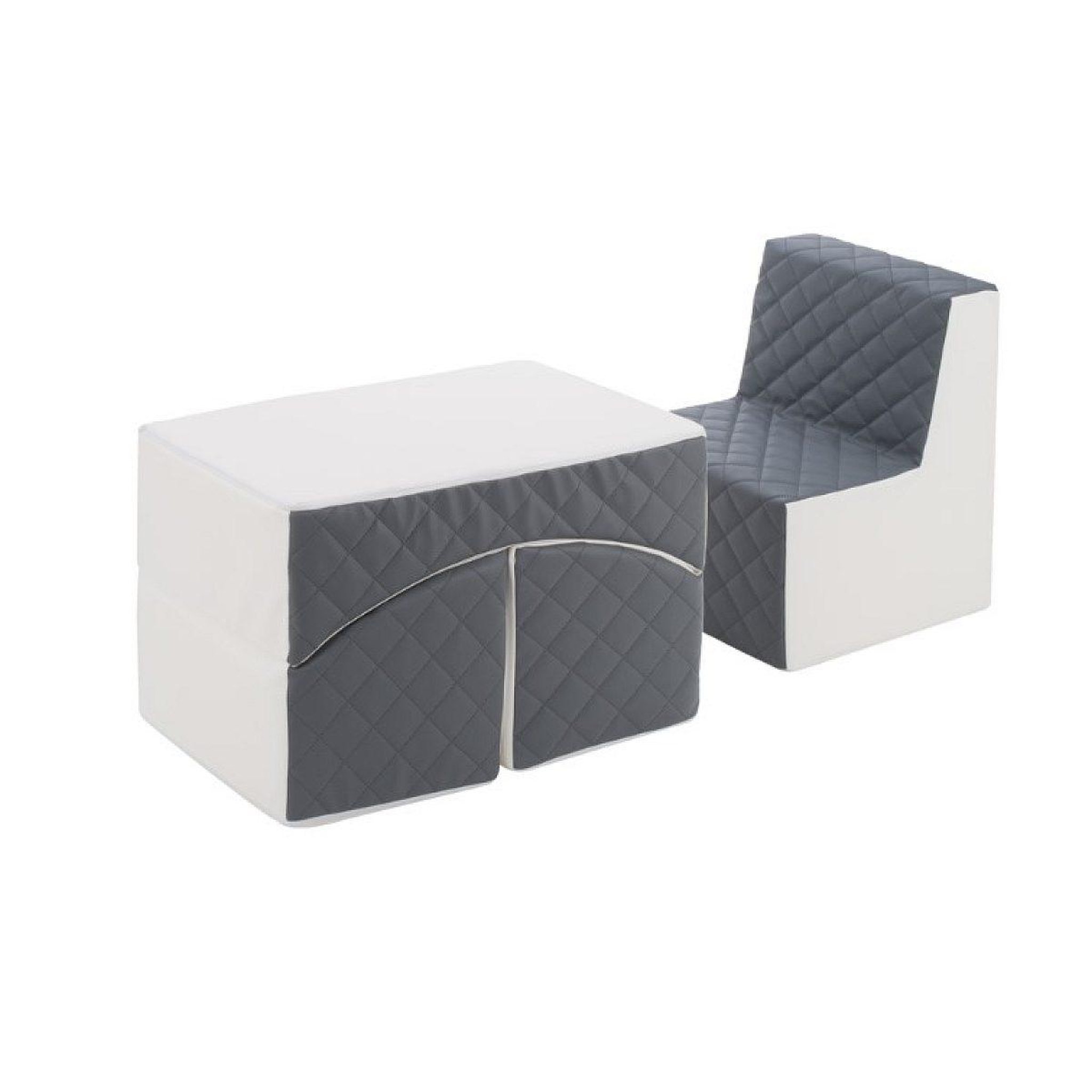 VELINDA Ensemble de meubles en mousse : chaise et fauteuil blanc gris
