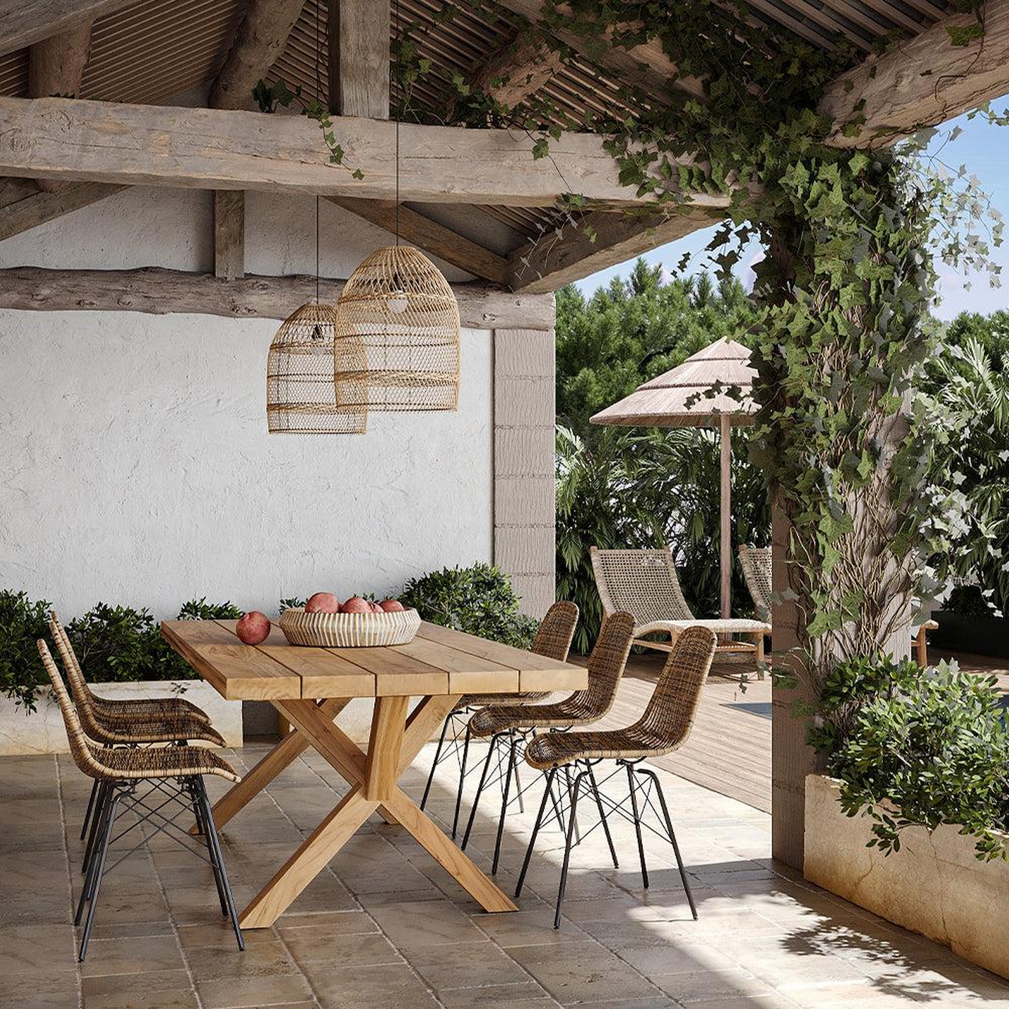 Voir la diapositive 5 : MAISON PAVANE Lot de 2 chaises de jardin en résine tressée marron-tiptur