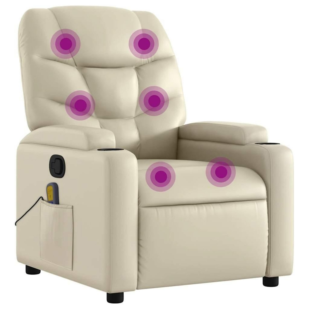 VIDAXL Fauteuil inclinable de massage Creme Similicuir