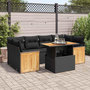 Voir la diapositive 1 : VIDAXL Salon de jardin avec coussins 7 pcs noir resine tressee acacia