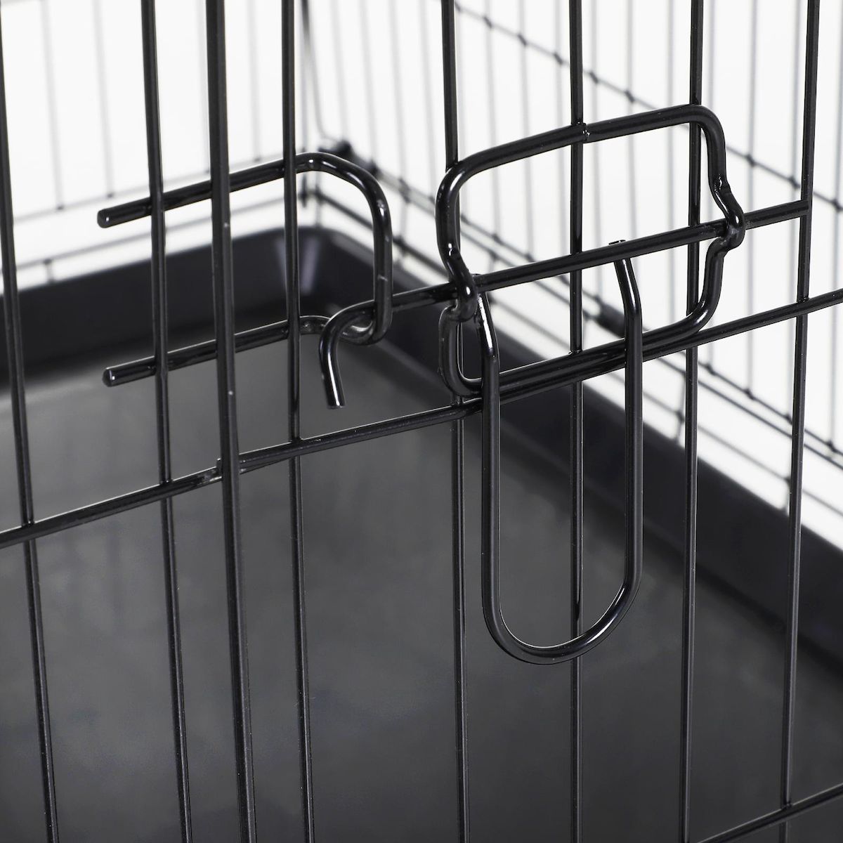 PAWHUT Cage caisse de transport pliante pour chien en métal noir 91 x 61 x 67 cm