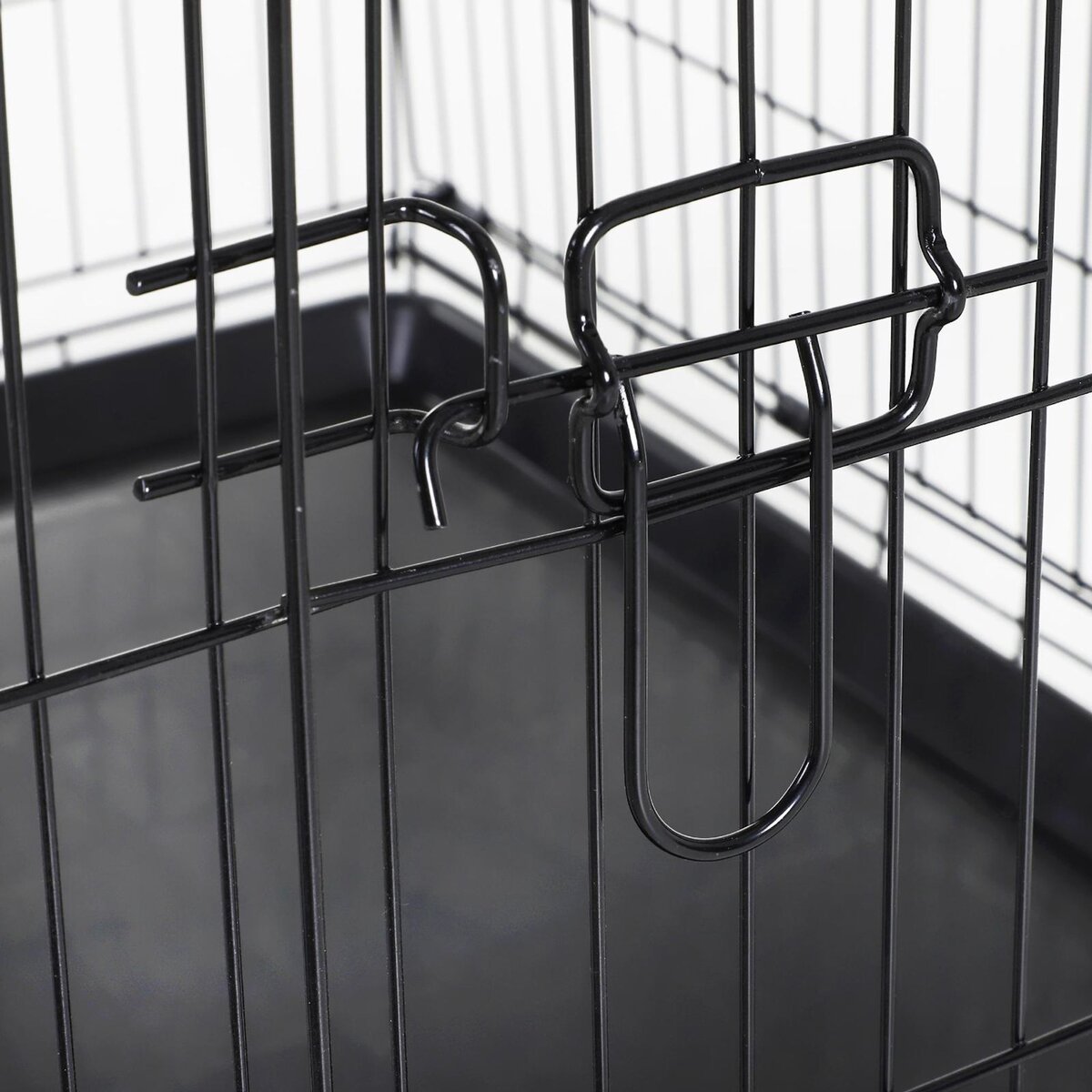 PAWHUT Cage caisse de transport pliante pour chien en métal noir 91 x 61 x 67 cm