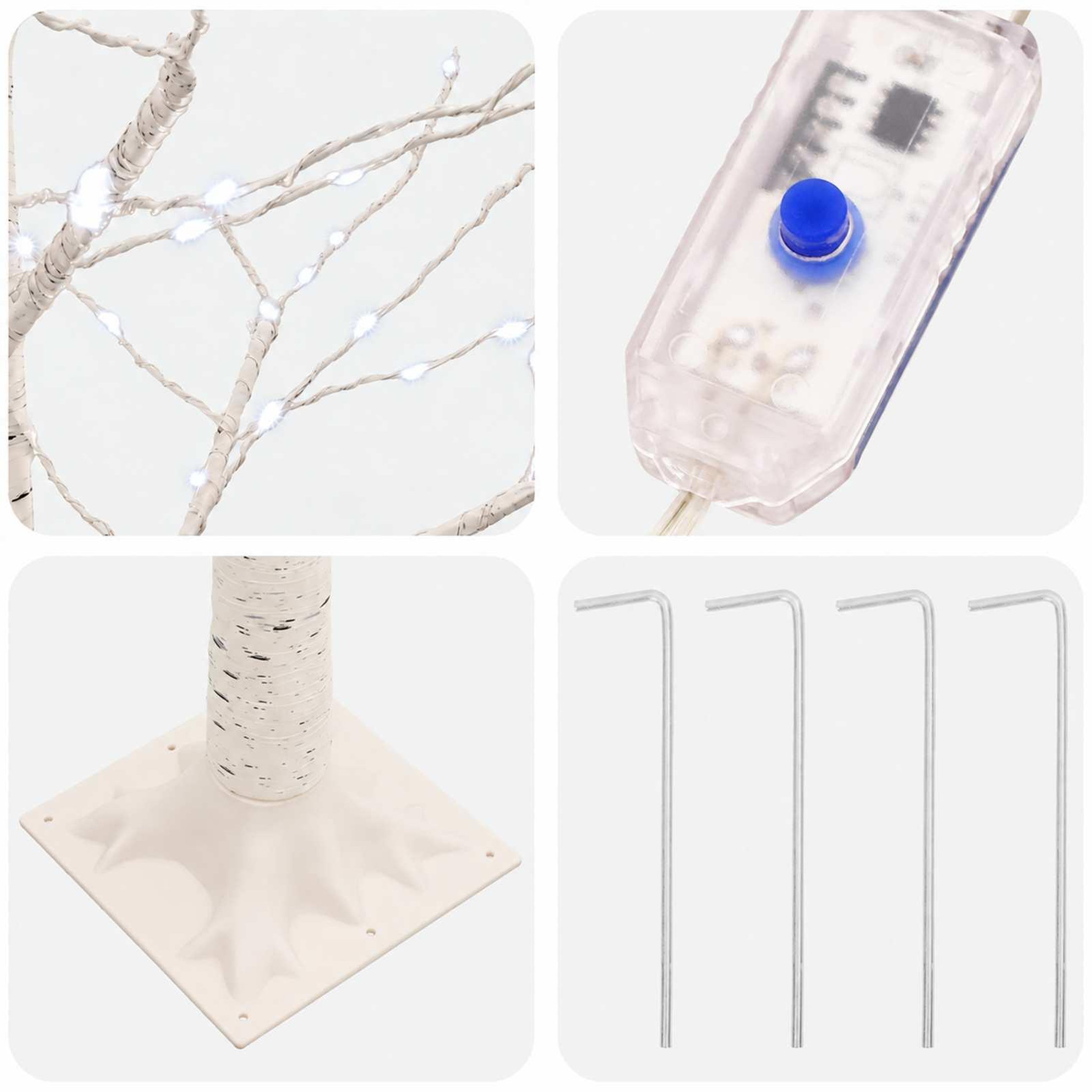 Voir la diapositive 6 : VIDAXL Bouleau de Noël Blanc 22 x 22 x 150 cm Plastique 232 LED
