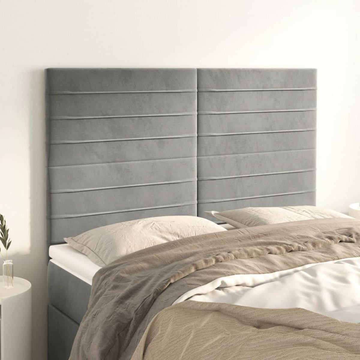 VIDAXL Tetes de lit 4 pcs Gris clair 72x5x78/88 cm Velours