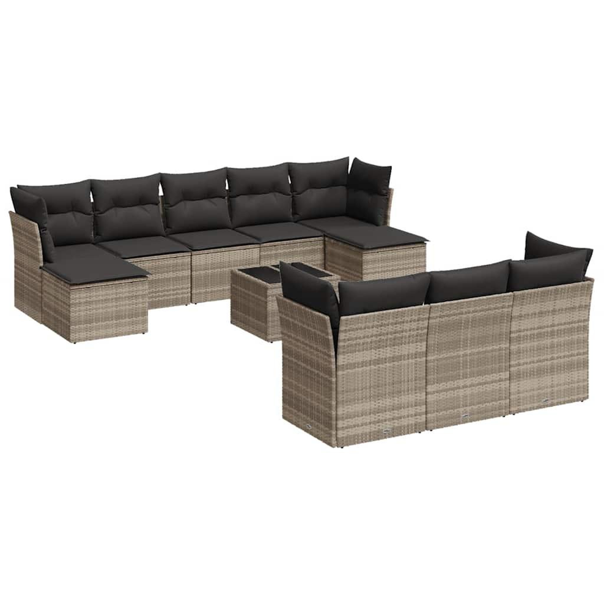 Voir la diapositive 2 : VIDAXL Salon de jardin 11 pcs avec coussins gris clair resine tressee