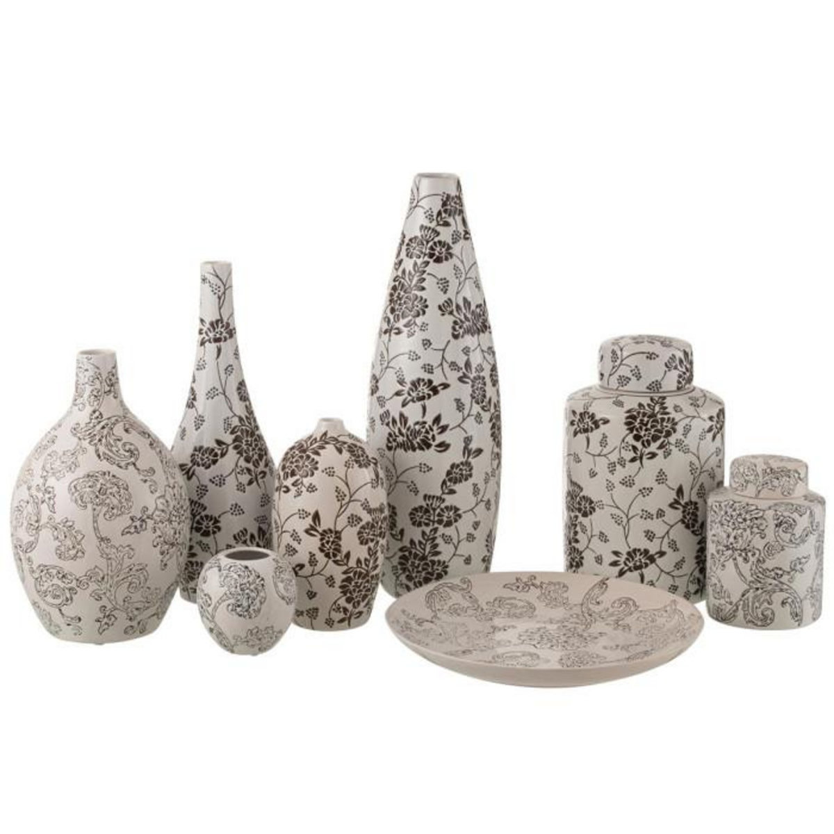 Paris Prix Vase Poire en Porcelaine  Zen  43cm Noir & Blanc