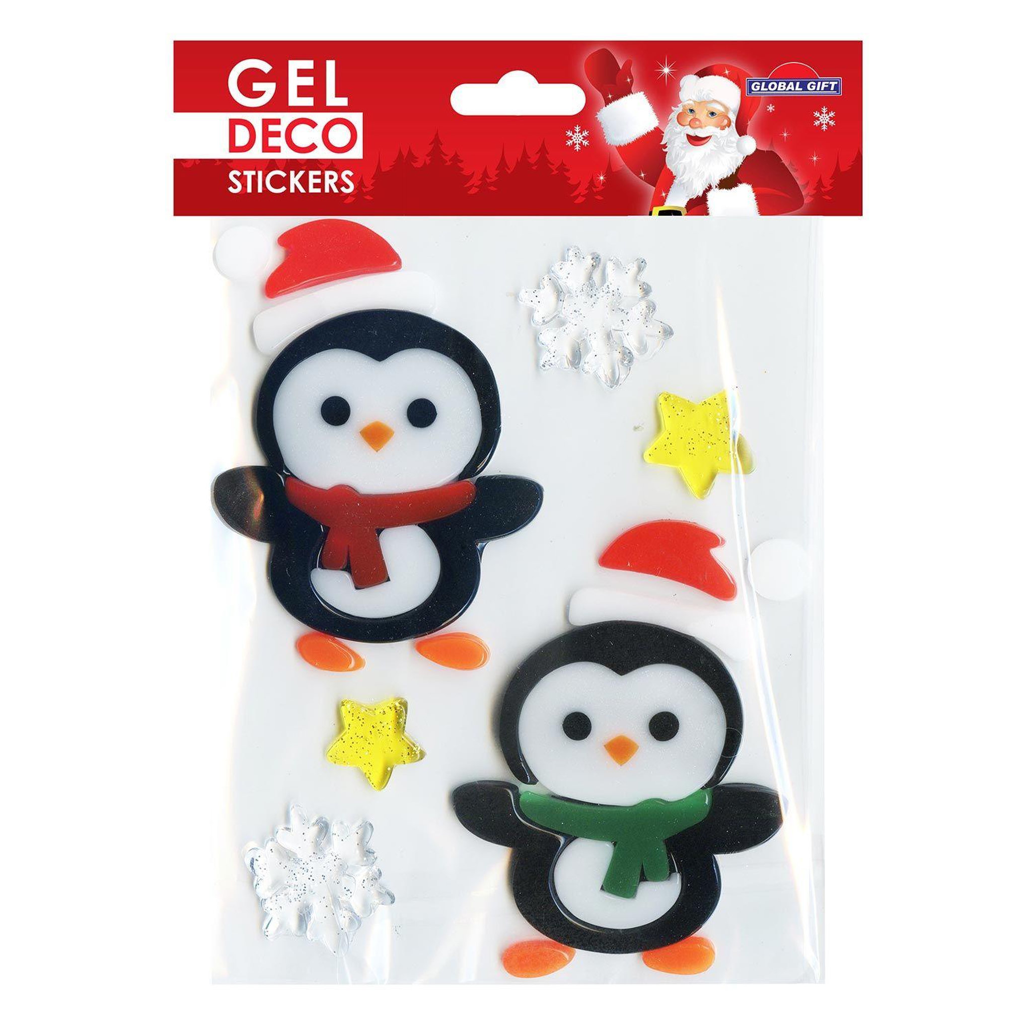 Voir la diapositive 1 : GLOBAL GIFT Stickers gel Noël pour fenêtre - Duo de Pingouins
