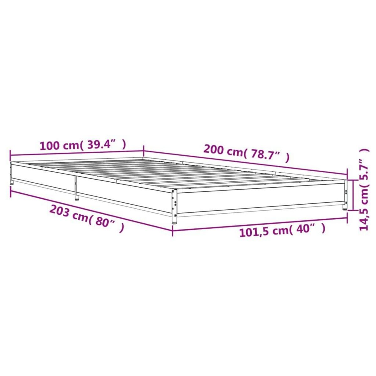 VIDAXL Cadre de lit sans matelas chene fume 100x200 cm