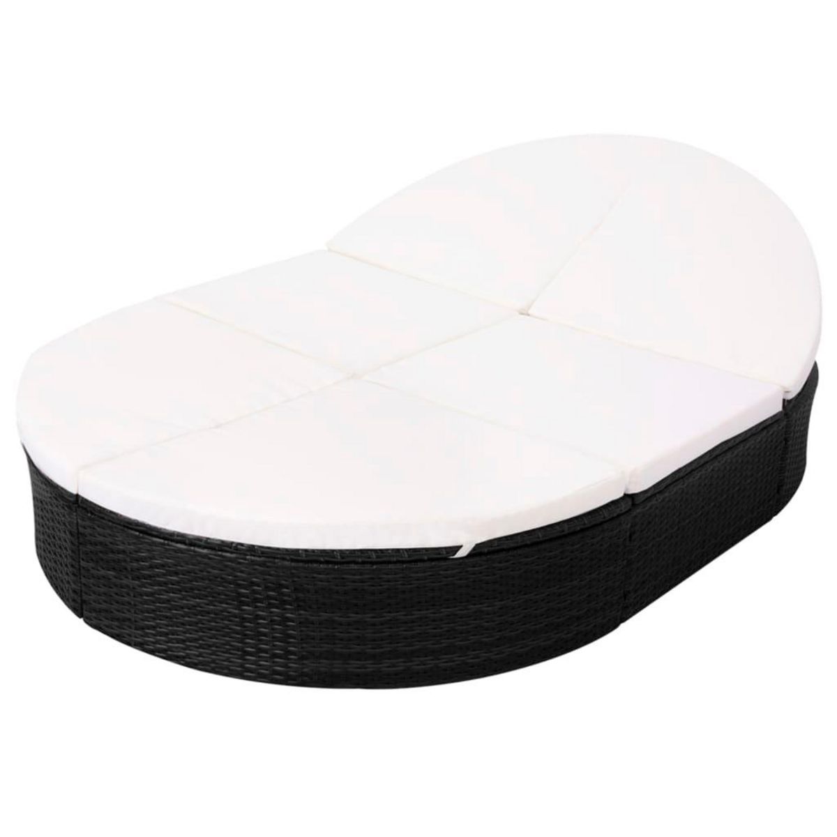 VIDAXL Lit de repos d'exterieur avec coussin Resine tressee Noir