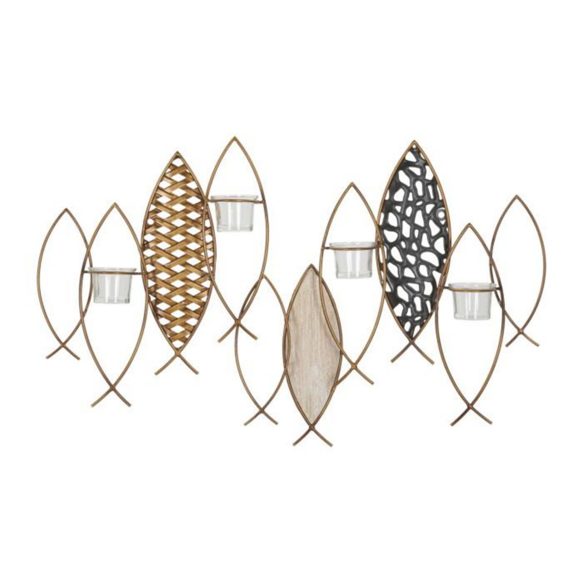 Paris Prix Photophore Mural en Métal  Poissons  66cm Multicolore