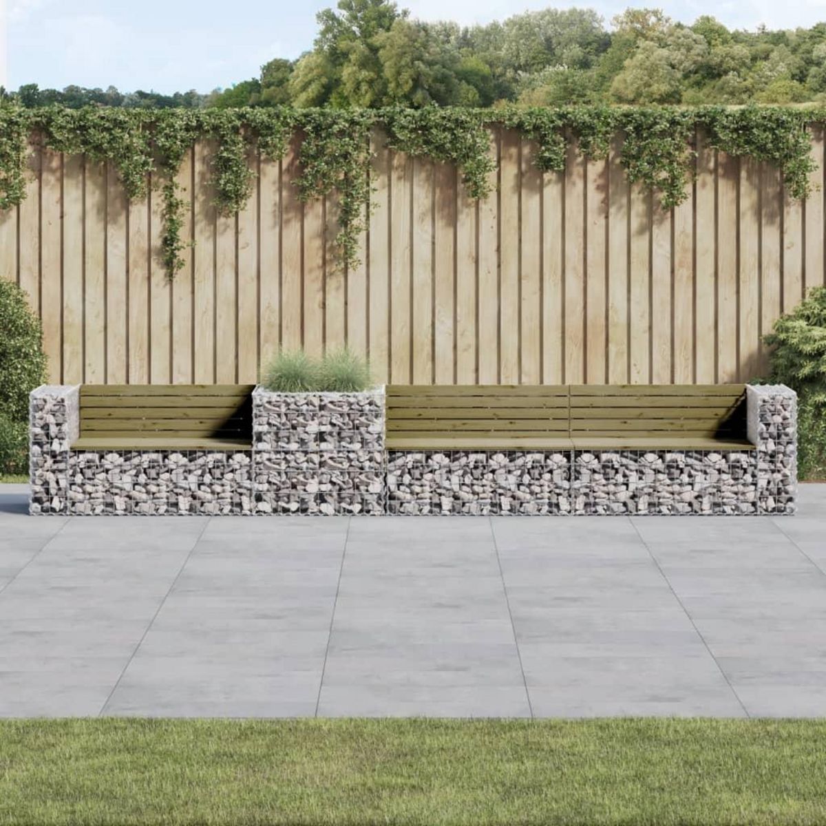 VIDAXL Banc de jardin avec panier en gabion bois de pin impregne