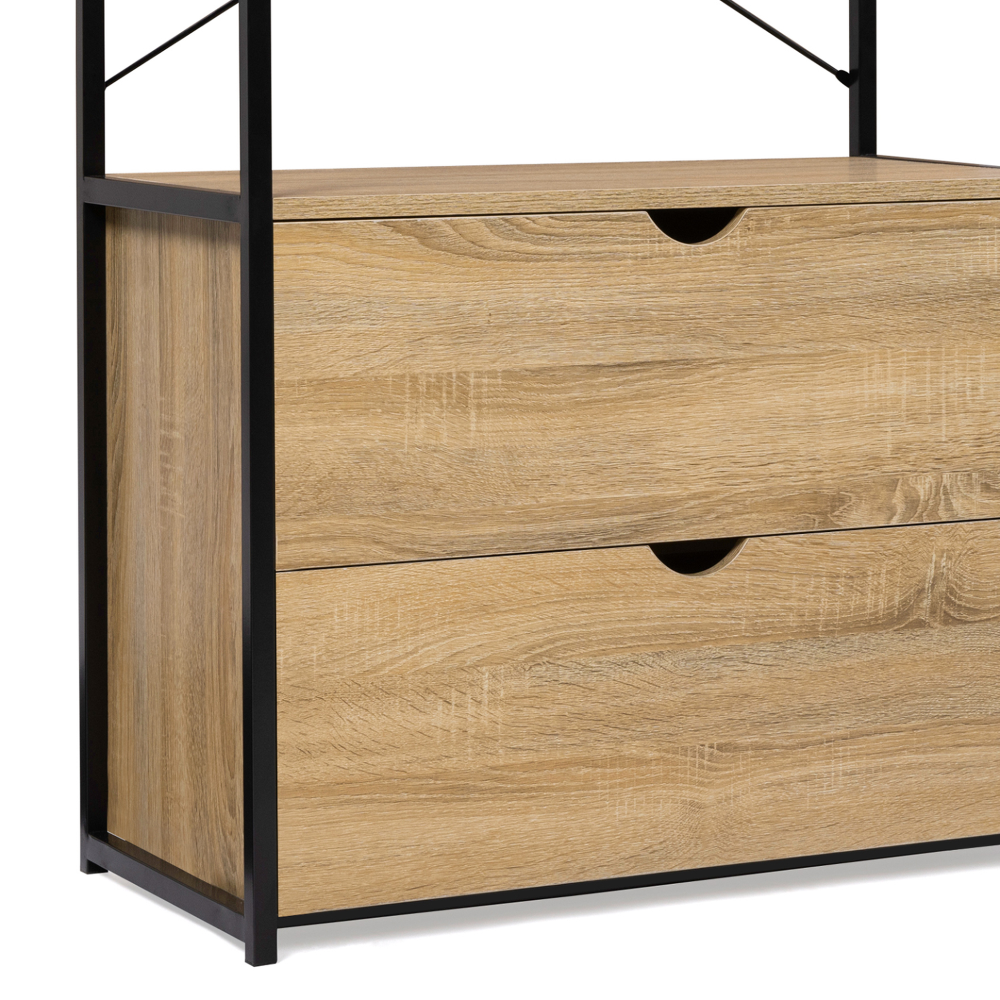 Voir la diapositive 5 : ID MARKET Dressing modulable double penderie étagères et 2 tiroirs DETROIT design industriel