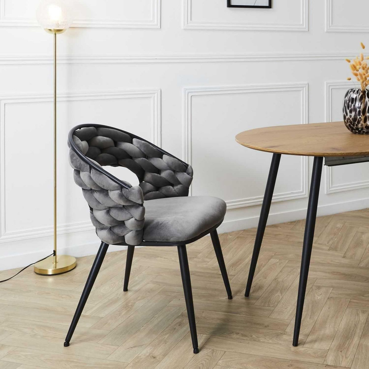 The Home Deco Factory Lot de 2 chaises assise tressée LUND