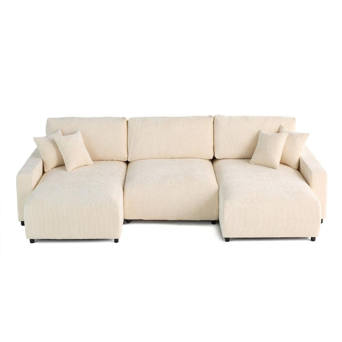 LISA DESIGN Pivoine - canapé panoramique en u - 7 places - convertible avec coffre - en velours texturé