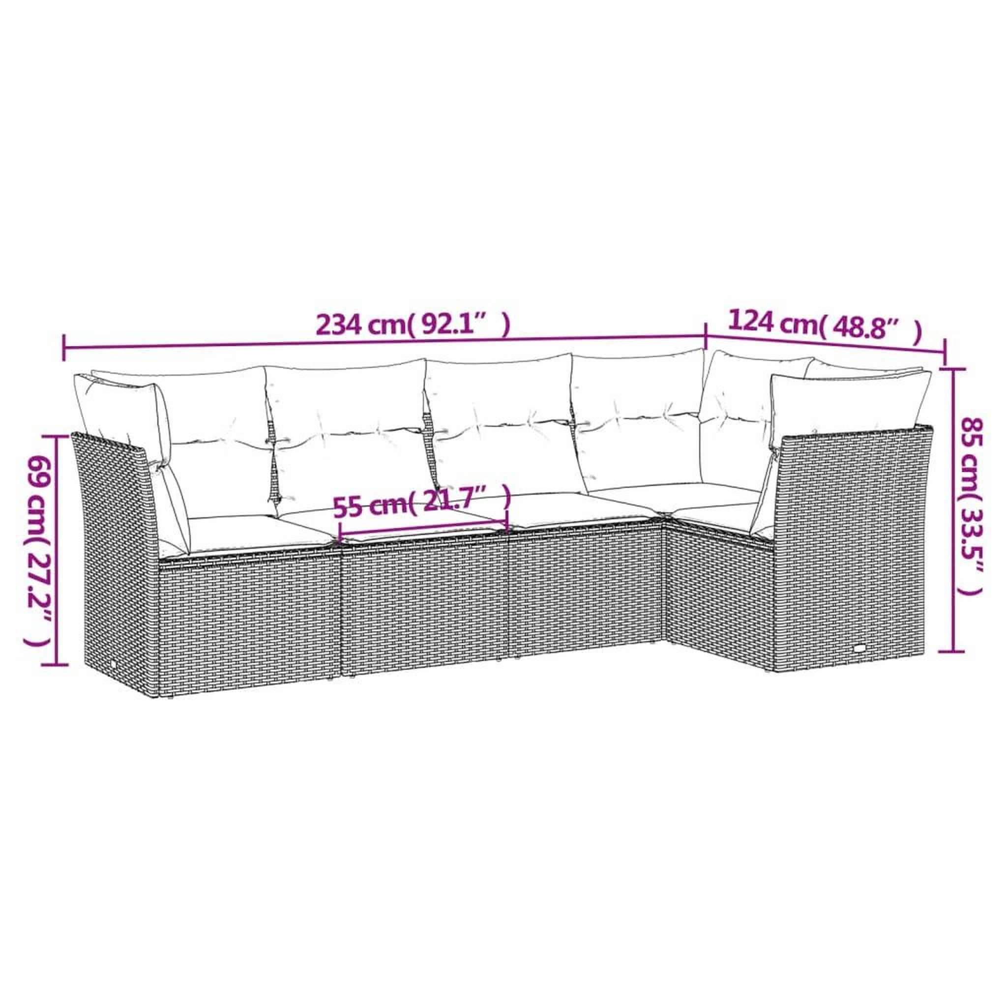 Voir la diapositive 3 : VIDAXL Salon de jardin 5 pcs avec coussins gris resine tressee