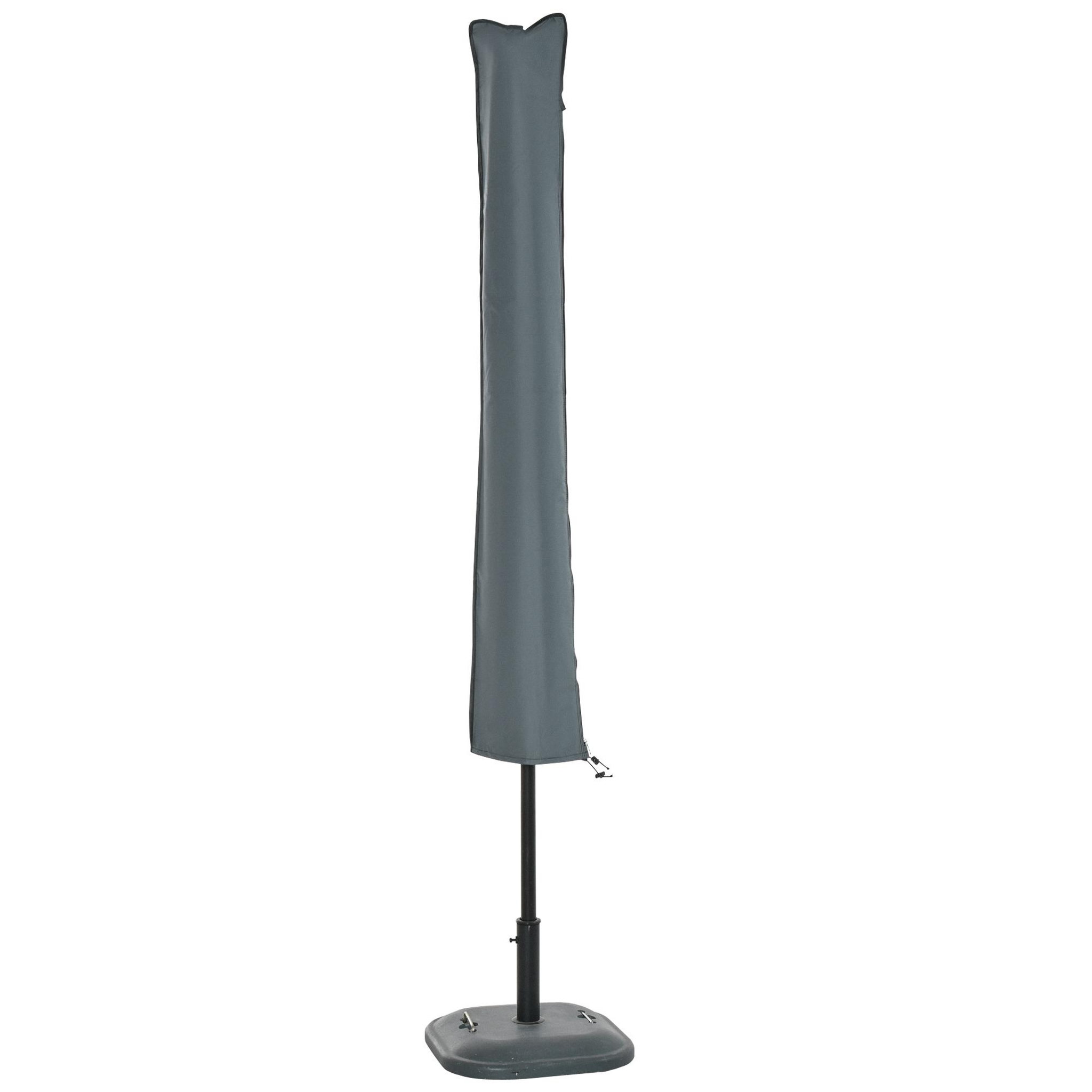 OUTSUNNY Housse de protection imperméable pour parasol droit avec fermeture éclair et cordon de serrage gris