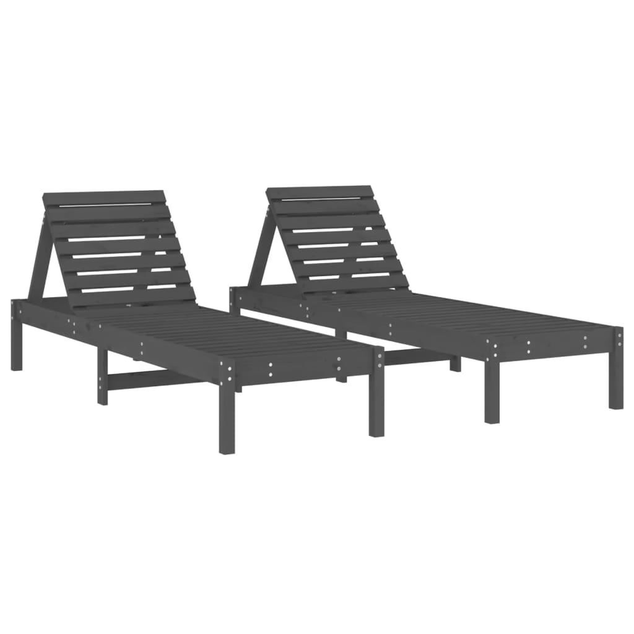 Voir la diapositive 2 : VIDAXL Chaises longues lot de 2 gris 199,5x60x74 cm bois massif de pin