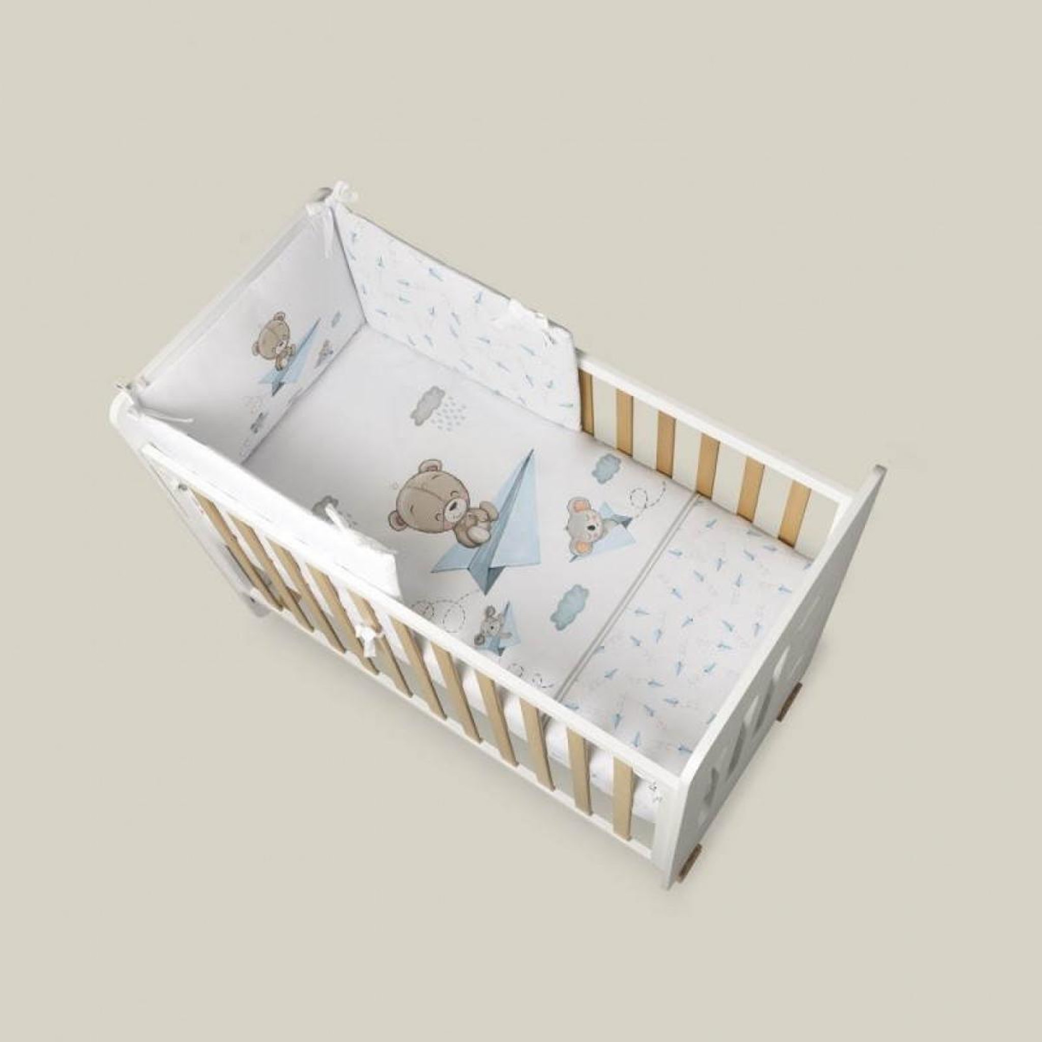Voir la diapositive 2 : INTERBABY Parure Lit Bébé Amovible Avion papier - Bleu