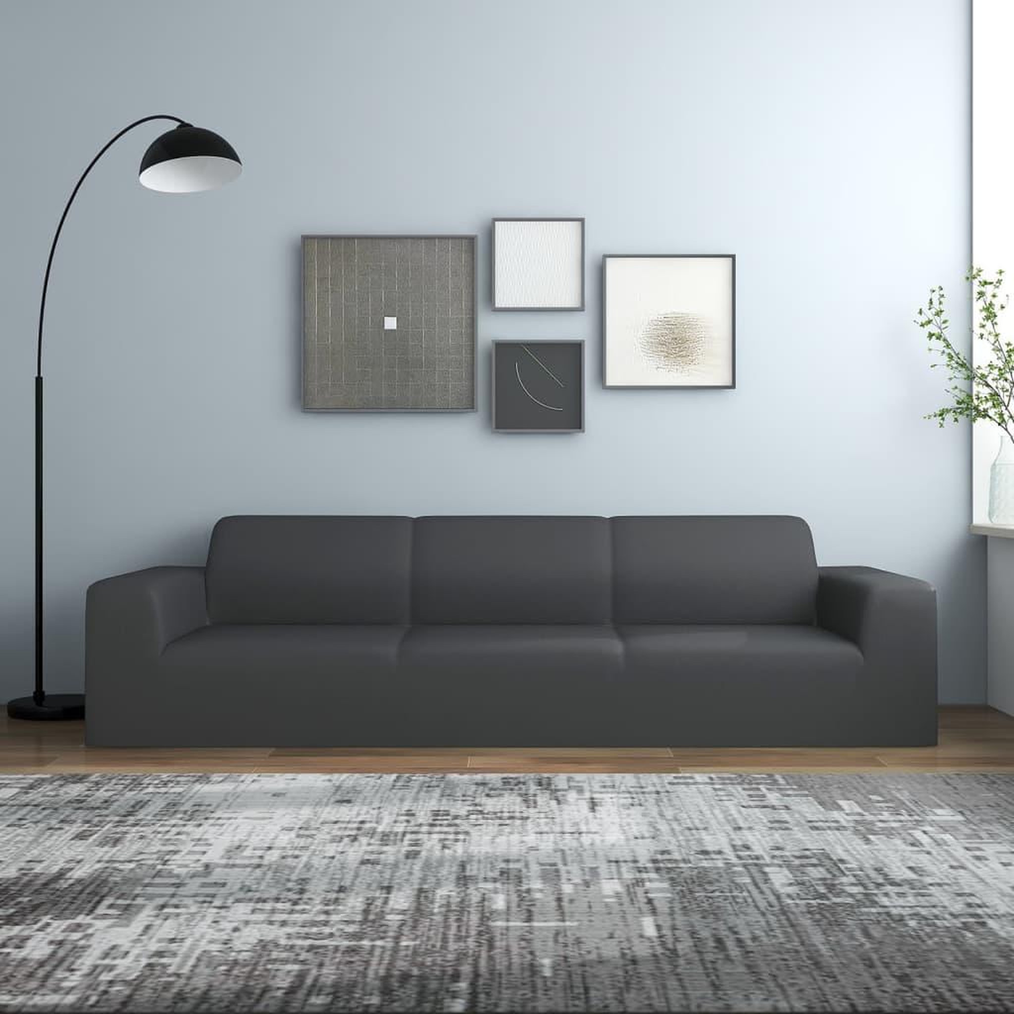 Voir la diapositive 1 : VIDAXL Housse extensible canape 4places Anthracite Jersey de polyester